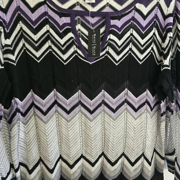 WHBM Blouse Women Sz L Long Sleeve Color Block Pleated Lace Cut Out Colorful - Picture 7 of 12